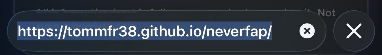 Search for NeverFap in Safari